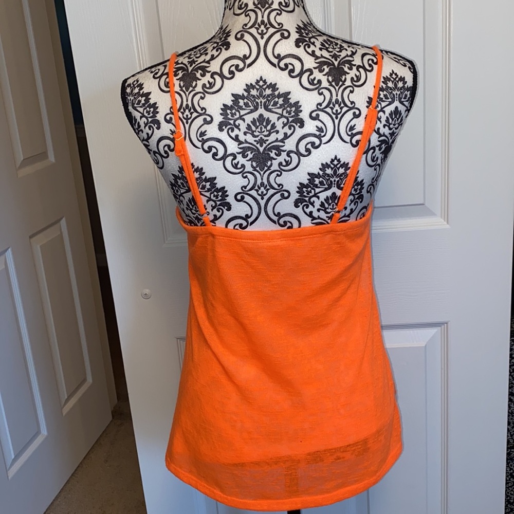 Daytrip Neón Orange Floral Embroidered Mesh Tank - Picture 12 of 14